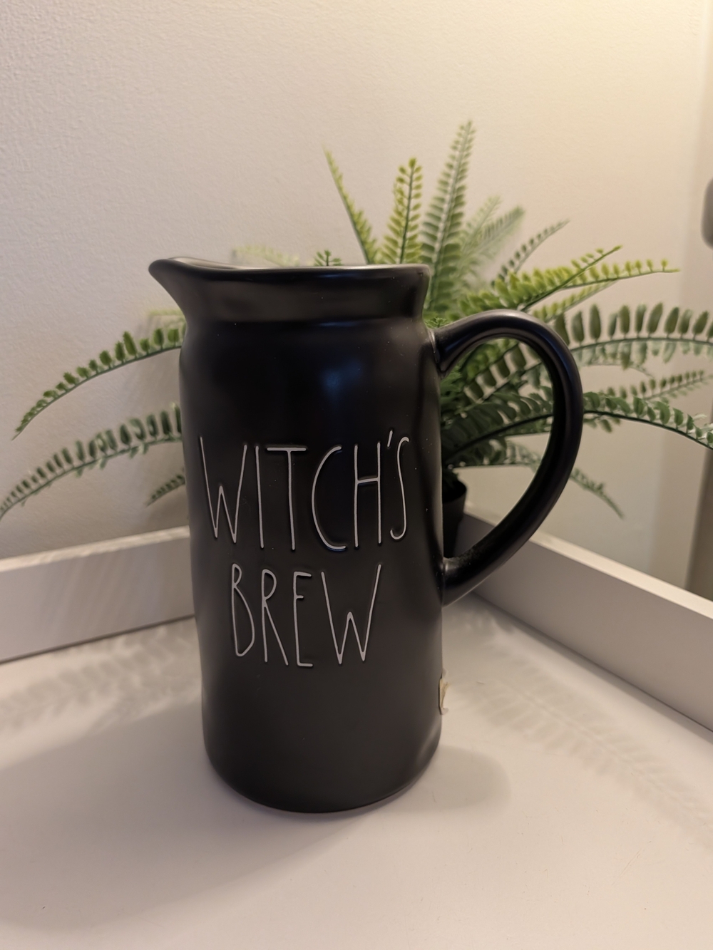 Rae Dunn Black "Witch's Brew" Matte Ceramic Pitcher